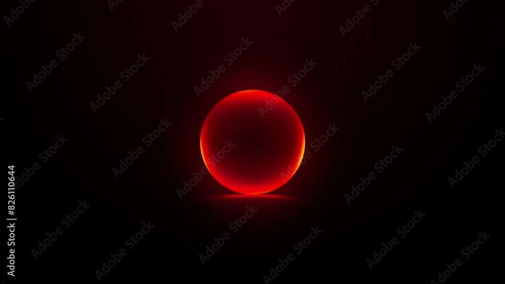red glowing ball on a black background, circle light music sound animation red glowing ball on a black background, circle light music sound animation