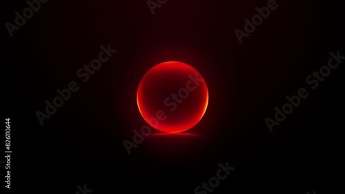 red glowing ball on a black background, circle light music sound animation