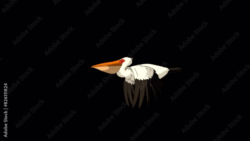 Pelican flies alpha matte 4K animation
