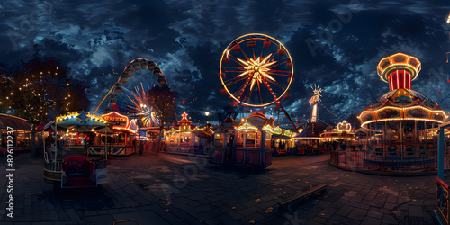 Dreamy Nighttime Carnival Festivities 3D Background, Carnival Night Lights and Colors