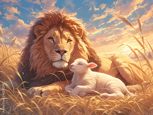 The symbolic duality of Jesus  Lamb of Sacrifice and Lion of Triumph