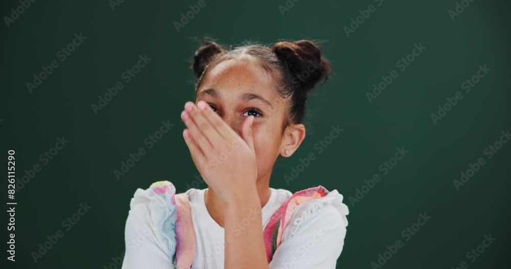 Girl, question and thinking why in studio with ideas to remember info or faq in education mockup. Learning, knowledge and teaching adhd kid with creative energy, mindset and problem solving in school Girl, question and thinking why in studio with ideas to remember info or faq in education mockup. Learning, knowledge and teaching adhd kid with creative energy, mindset and problem solving in school