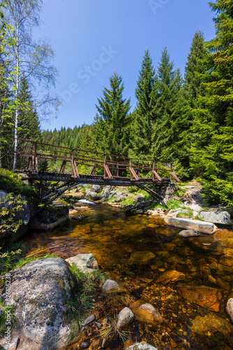 Spring landscape near Karlovsky most, Czech and Poland border, Jizerky mountains, Czech Republic