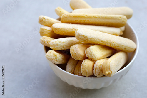 Sponge finger cookies, Italian savoiardi biscuit snack