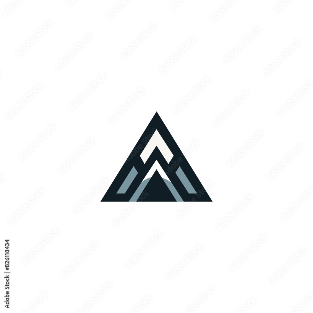 mountain logo landscape with rocks at sunrise, Sea and Sun for Hipster Adventure Traveling logo mountain logo landscape with rocks at sunrise, Sea and Sun for Hipster Adventure Traveling logo