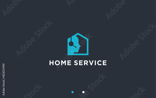 customer service with house logo design vector silhouette illustration