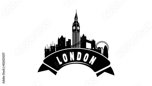 london skyline emblem, black isolated silhouette