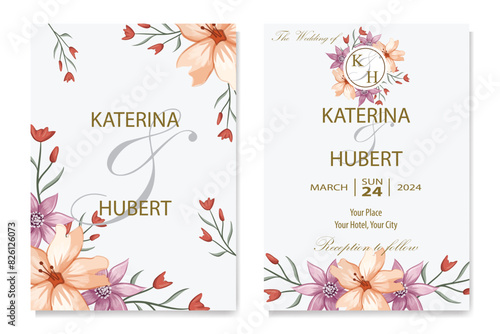 Decorative floral foliage ornamentation for wedding invitations infuses your stationery with natural elegance, evoking the romance and beauty of blooming gardens