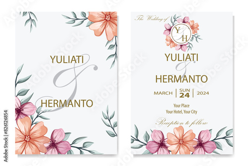 Decorative floral foliage ornamentation for wedding invitations infuses your stationery with natural elegance, evoking the romance and beauty of blooming gardens