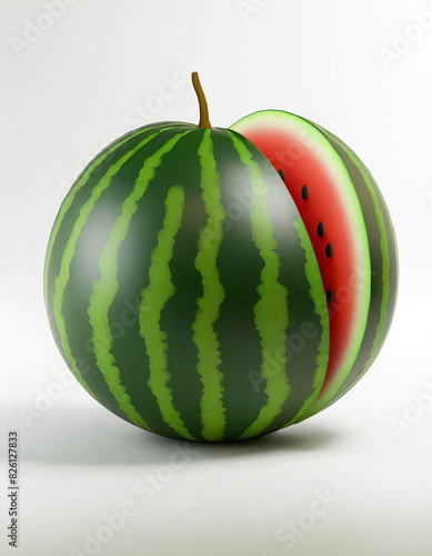 3d watermelon render, white background