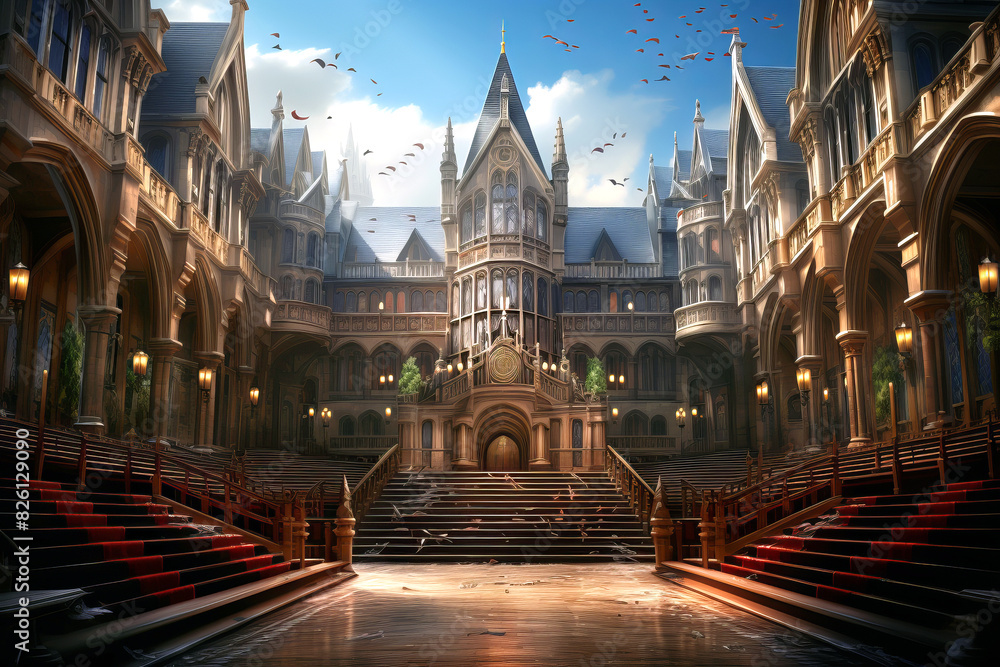 Fototapeta premium Wide-angle shot of the graduation venue.