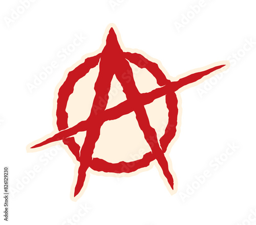 Vector anarchy symbol, red circle with capital letter. Isolated on white background