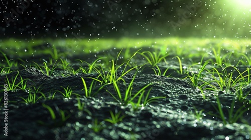 Grass sprouts covering the space UHD wallpaper