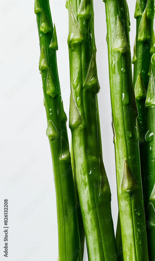 Obraz premium Closeup of asparagus texture with grooved vibrant green surface