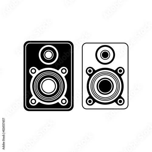 speaker sound system icon design with creative concept premium vector