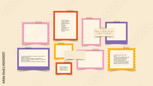Vector photo collage template moodboard pictures grids vector illustration	