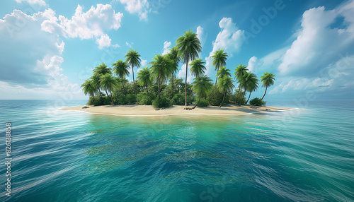 Tropical beach with palm trees during a sunny day