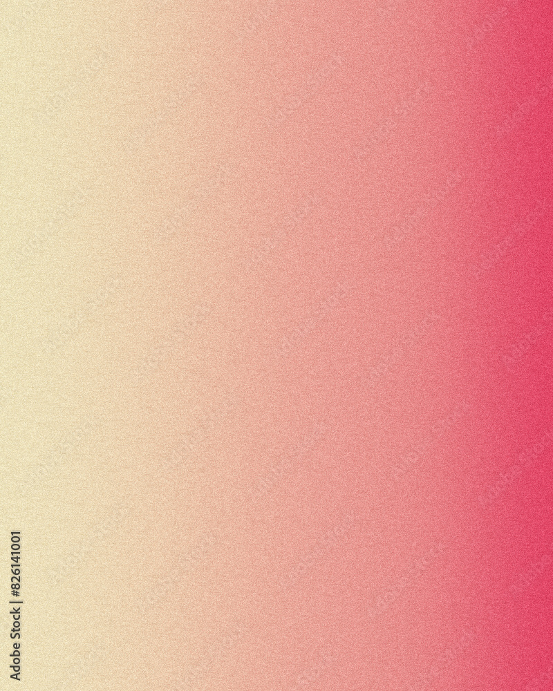 Fototapeta premium Peach color post template with soft noise texture, Textured gradient background transitioning smoothly from a pale yellow on the left to a vibrant pink on the right