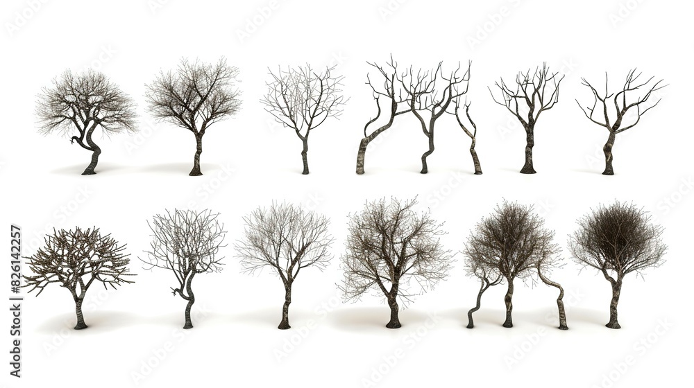 Fototapeta premium set of trees on white background UHD wallpaper