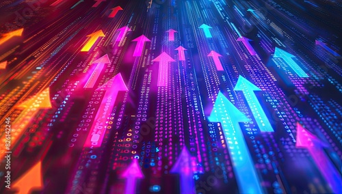 Wallpaper Mural Vibrant Upward Arrows on Dark Background Torontodigital.ca