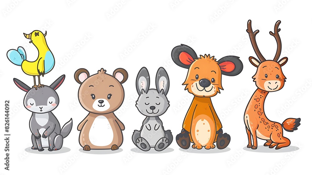 Playful Cartoon Animals in Simple Style on White Background - Cute and Quirky Illustrations for Kids' Projects and Design Elements Playful Cartoon Animals in Simple Style on White Background - Cute and Quirky Illustrations for Kids' Projects and Design Elements