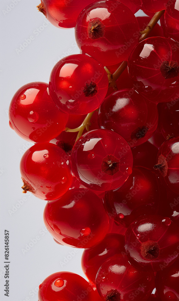 Closeup of redcurrants texture with glossy red surface Closeup of redcurrants texture with glossy red surface