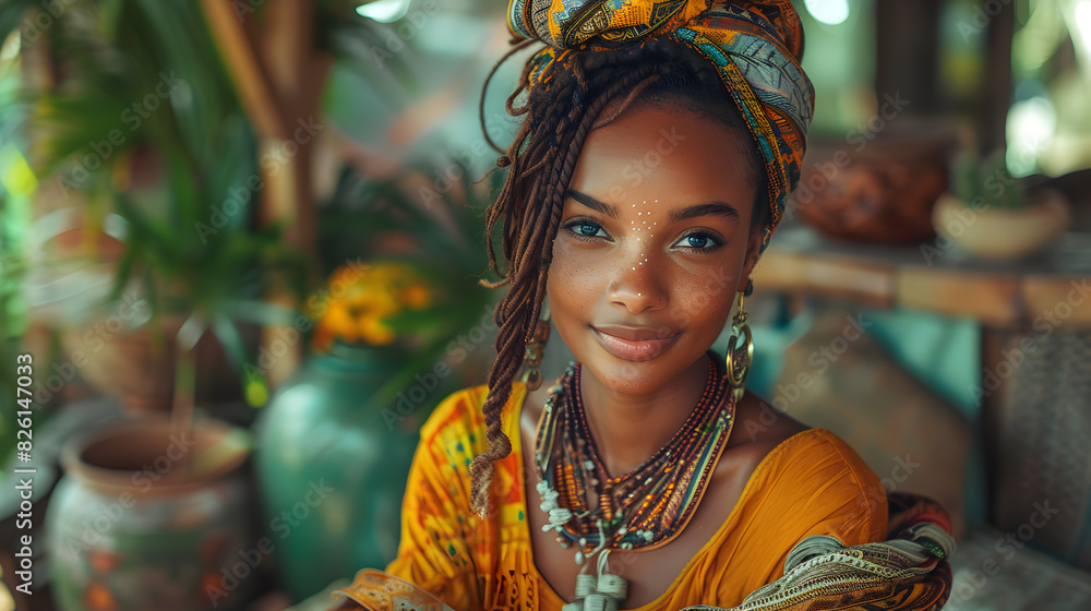 Smiling Woman with Colorful Headscarf Smiling Woman with Colorful Headscarf