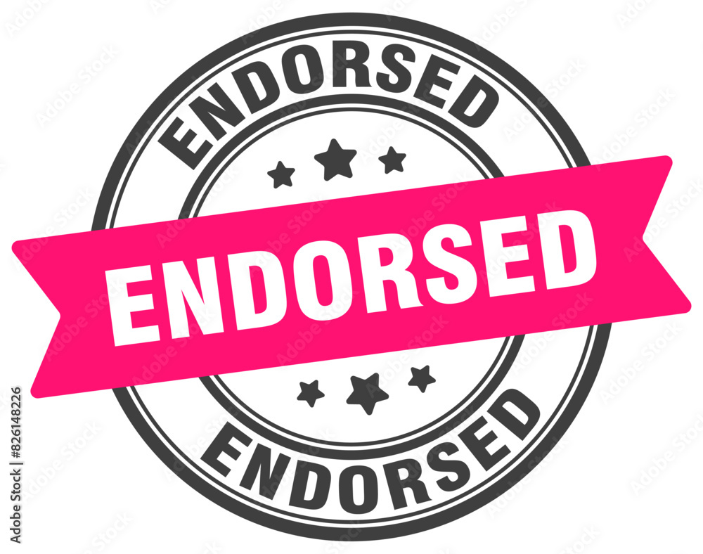 endorsed stamp. endorsed label on transparent background. round sign