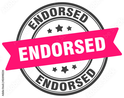 endorsed stamp. endorsed label on transparent background. round sign