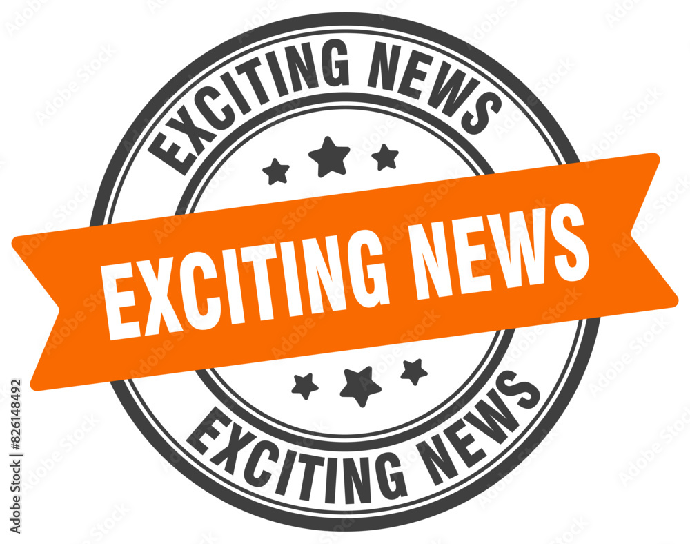 Fototapeta premium exciting news stamp. exciting news label on transparent background. round sign