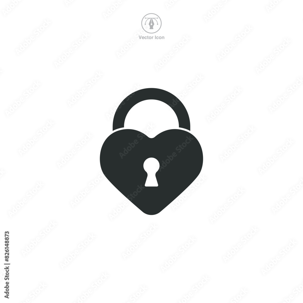 Heart with Lock Icon symbol vector illustration isolated on white background Heart with Lock Icon symbol vector illustration isolated on white background