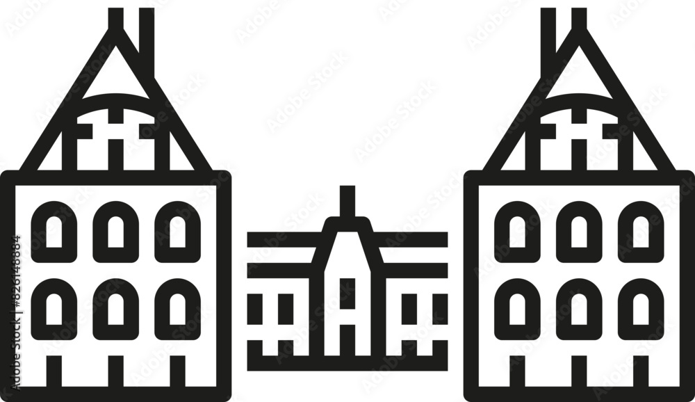 Amiens – France: City Hall (outline icon)