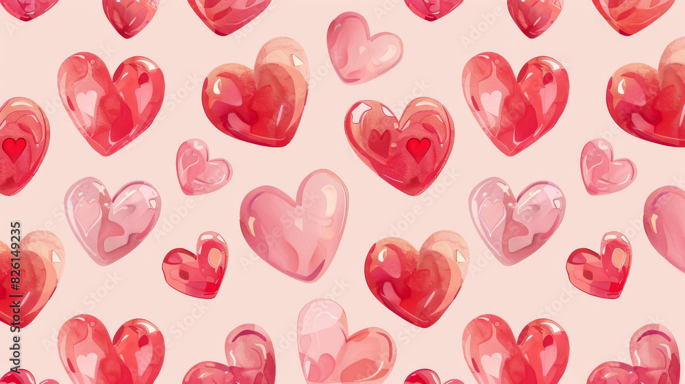 Red heart seamless pattern illustration Red heart seamless pattern illustration