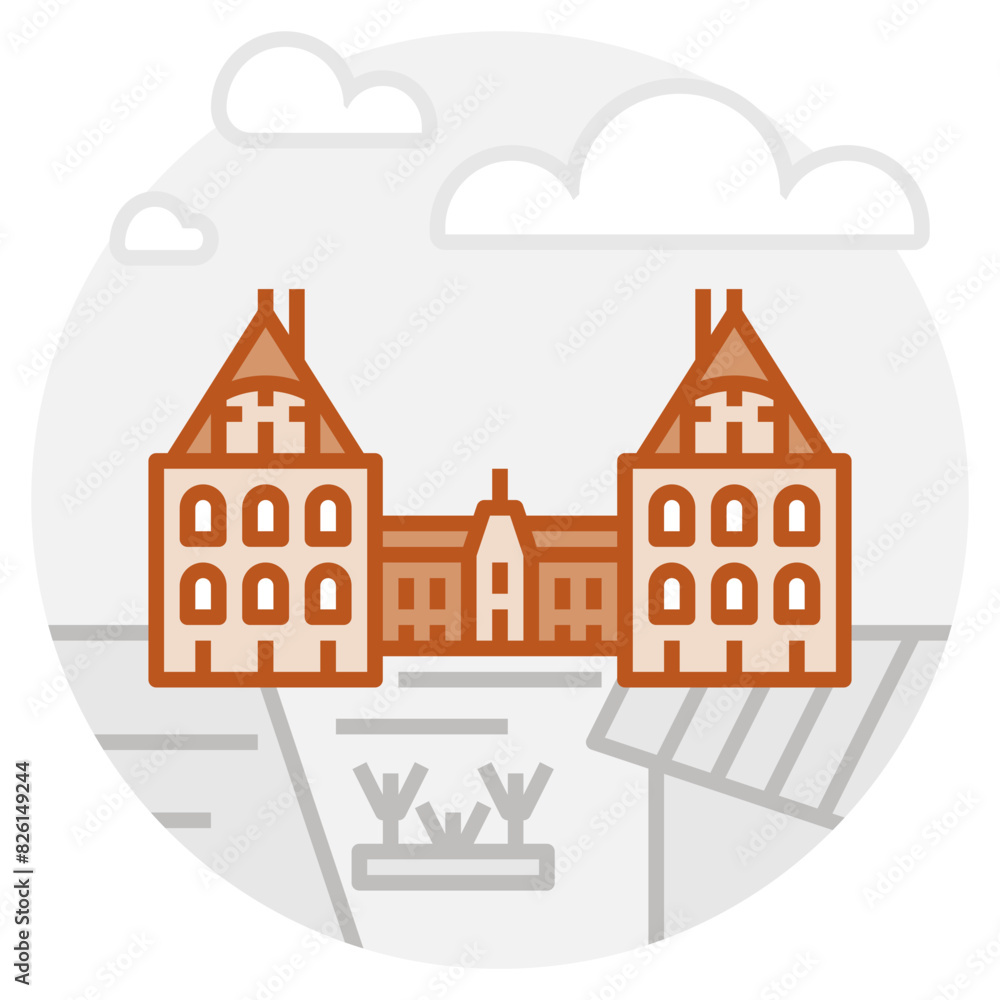 Amiens – France: City Hall (filled outline icon)
