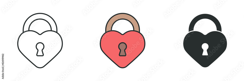 Heart with Lock Icon symbol vector illustration isolated on white background Heart with Lock Icon symbol vector illustration isolated on white background