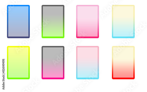Translucent rectangles with a clear outline and gradient. Glass. Bright colours