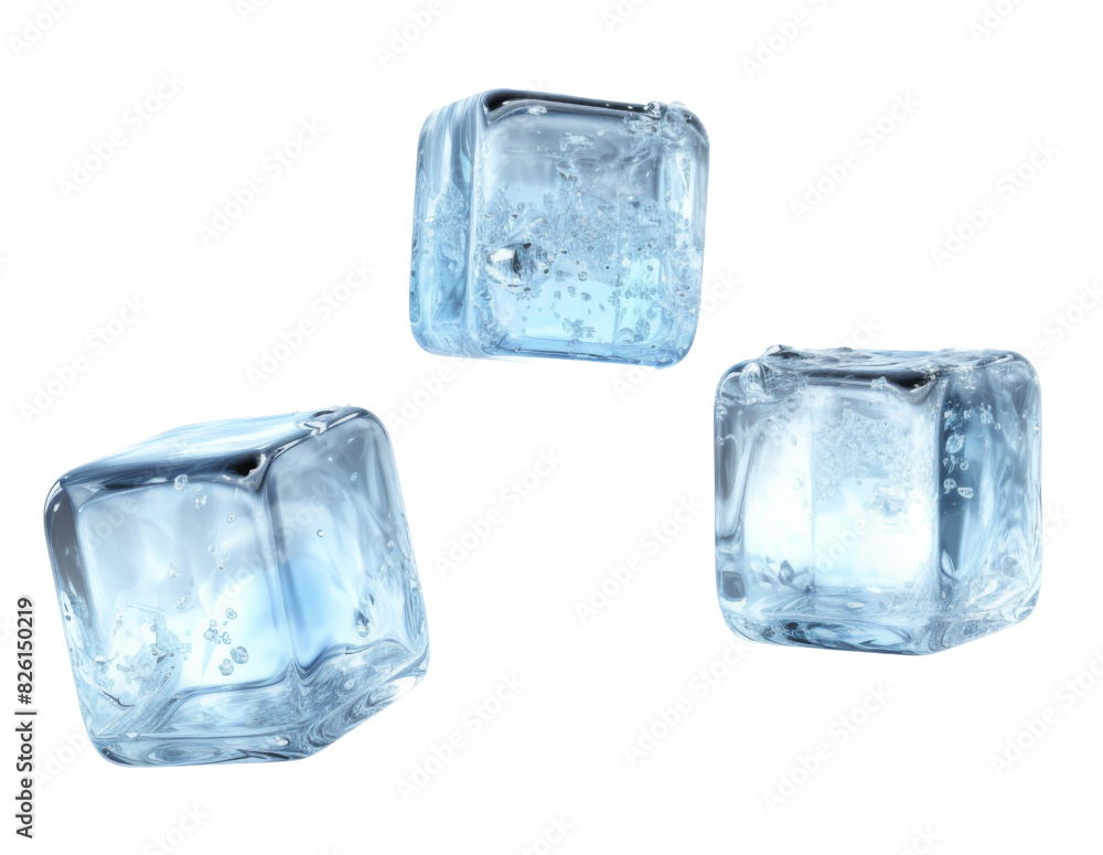 Flying ice cubes isolated on white background Flying ice cubes isolated on white background