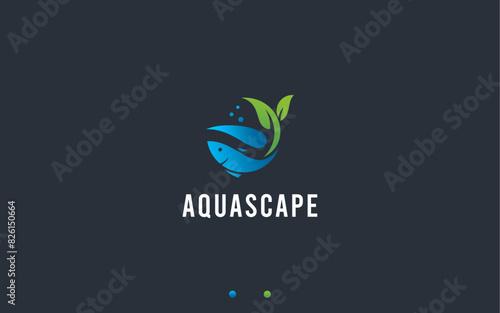 Aquaponics logo design vector silhouette illustration