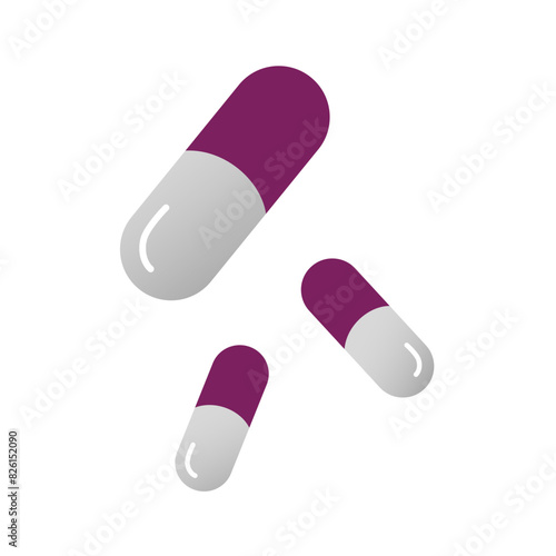 Icon of sleeping pills. Dormitive tablets. Cartoon illustration, flat design. Capsules Isolated on white