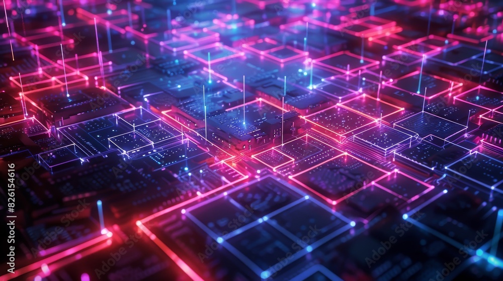 patterns of neon light lines and nodes representing data flow and connectivity patterns of neon light lines and nodes representing data flow and connectivity