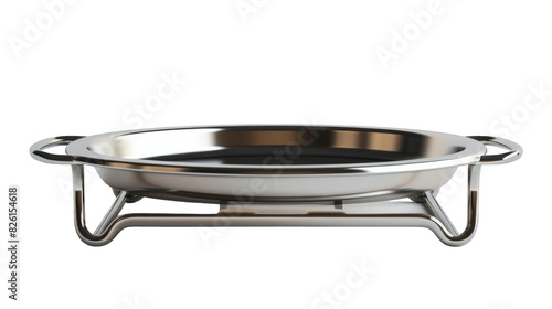 A stainless steel bowl placed on a stand, showcasing its modern design and functionality