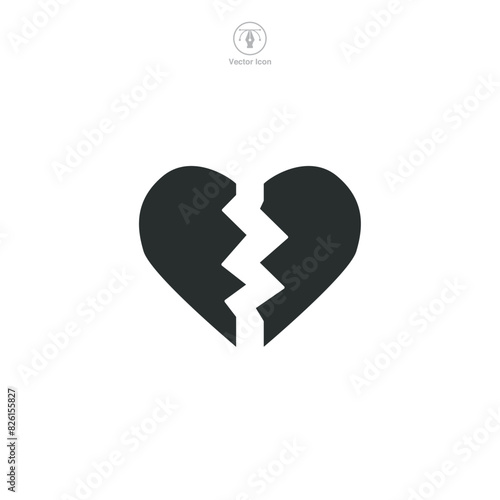 Broken Heart Icon symbol vector illustration isolated on white background photo