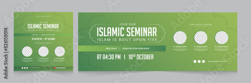 Islamic Webinar social media template. Perfect for Islamic webinars, Quran studies, Muslim education, Religious events and other online seminars. Social media post template for islamic with lantern an