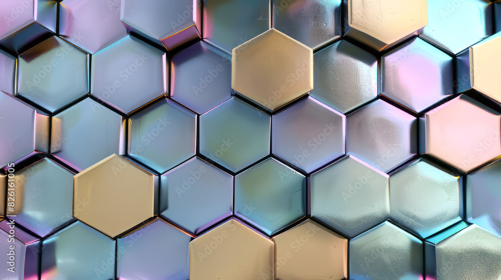 Metallic hexagons pattern background. Ai generative illustration. Metallic hexagons pattern background. Ai generative illustration.