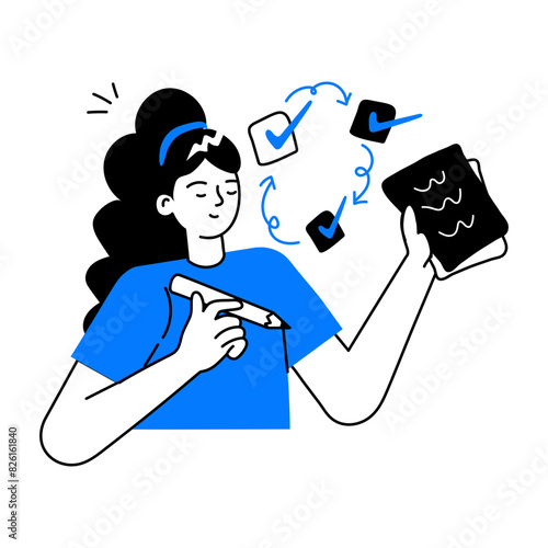Premium doodle mini illustration of task complete 