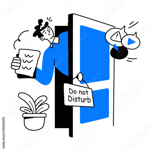 Premium doodle mini illustration of distract focus 