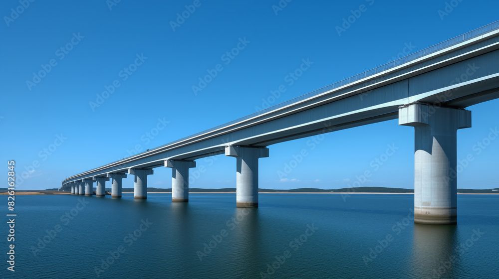 Highway Bridge spans a body of sea Highway Bridge spans a body of sea