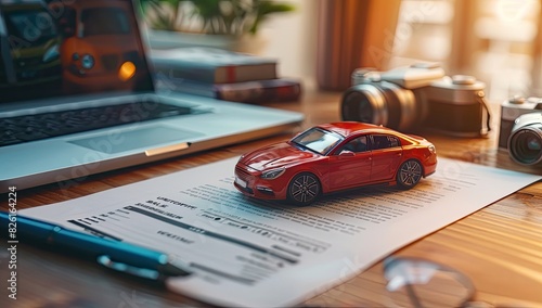 Car Insurance Concept with Toy Car on Documents © Murda