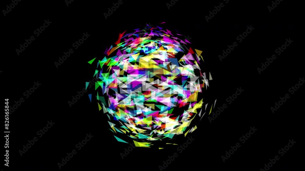 Rotating sphere made of triangular mosaic. Magic ball. Abstract animation. Rotating sphere made of triangular mosaic. Magic ball. Abstract animation.