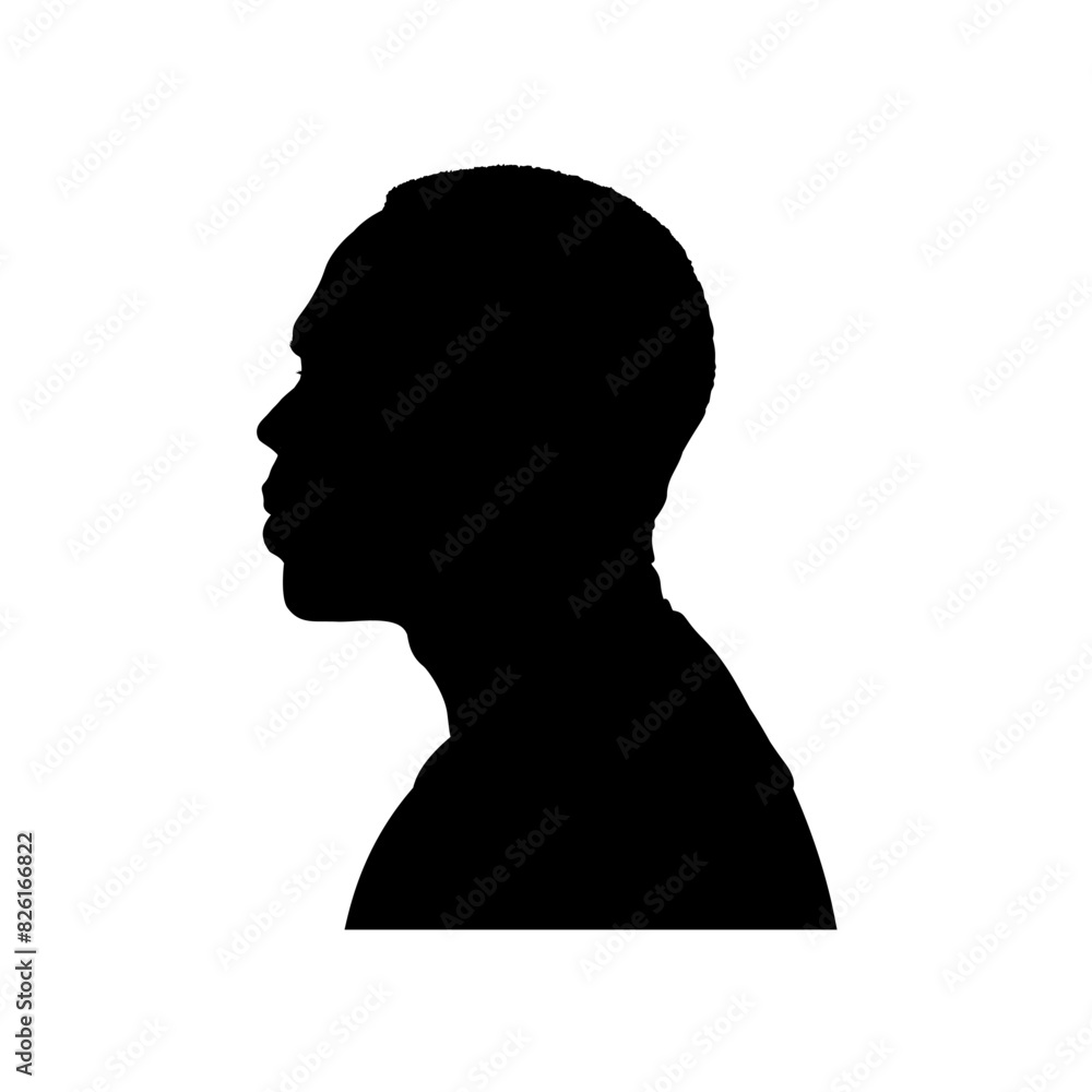 silhouette profile face of afroamerican man, black man - vector illustration